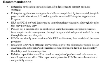 ERP-PLM Recommendations