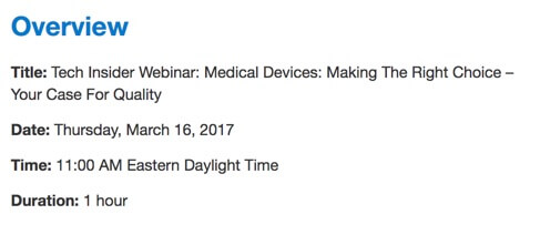 Webinar: Medical Devices