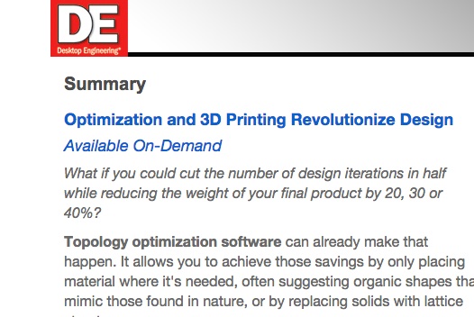 Webcast – Optimization and 3D Printing Revolutionize Design